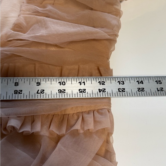 House of CB 'Fleur' Nude Beige Ruched Tulle Long Sleeve Mini Dress Size S - Picture 7 of 11